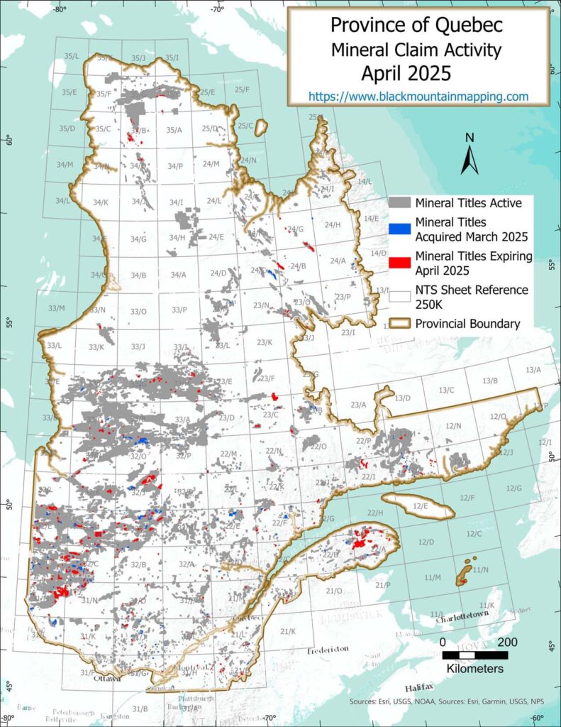 Quebec Mining Claim Activity