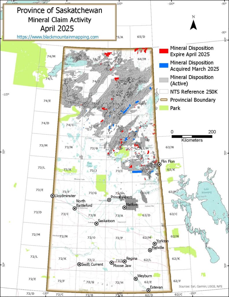 Saskatchewan mining claim activity